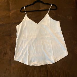 White silky spaghetti strap tank top